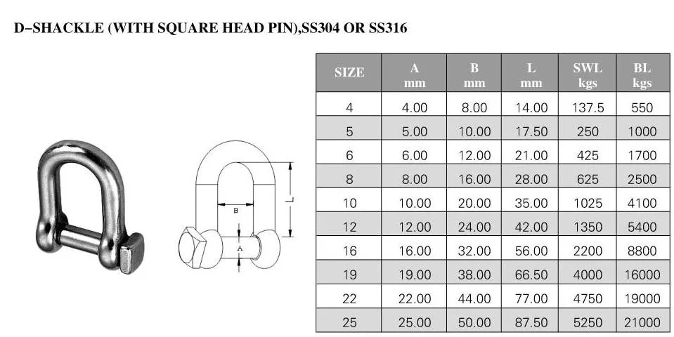 Wire Rope Fastener Connector D-Type Shackle